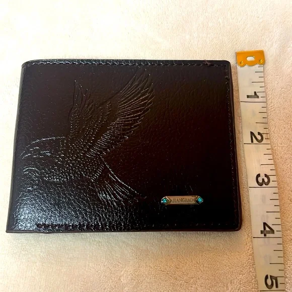 NWOT Jiangbao Men’s Brown Leather Wallet With Embossed Eagle - Picture 3 of 7